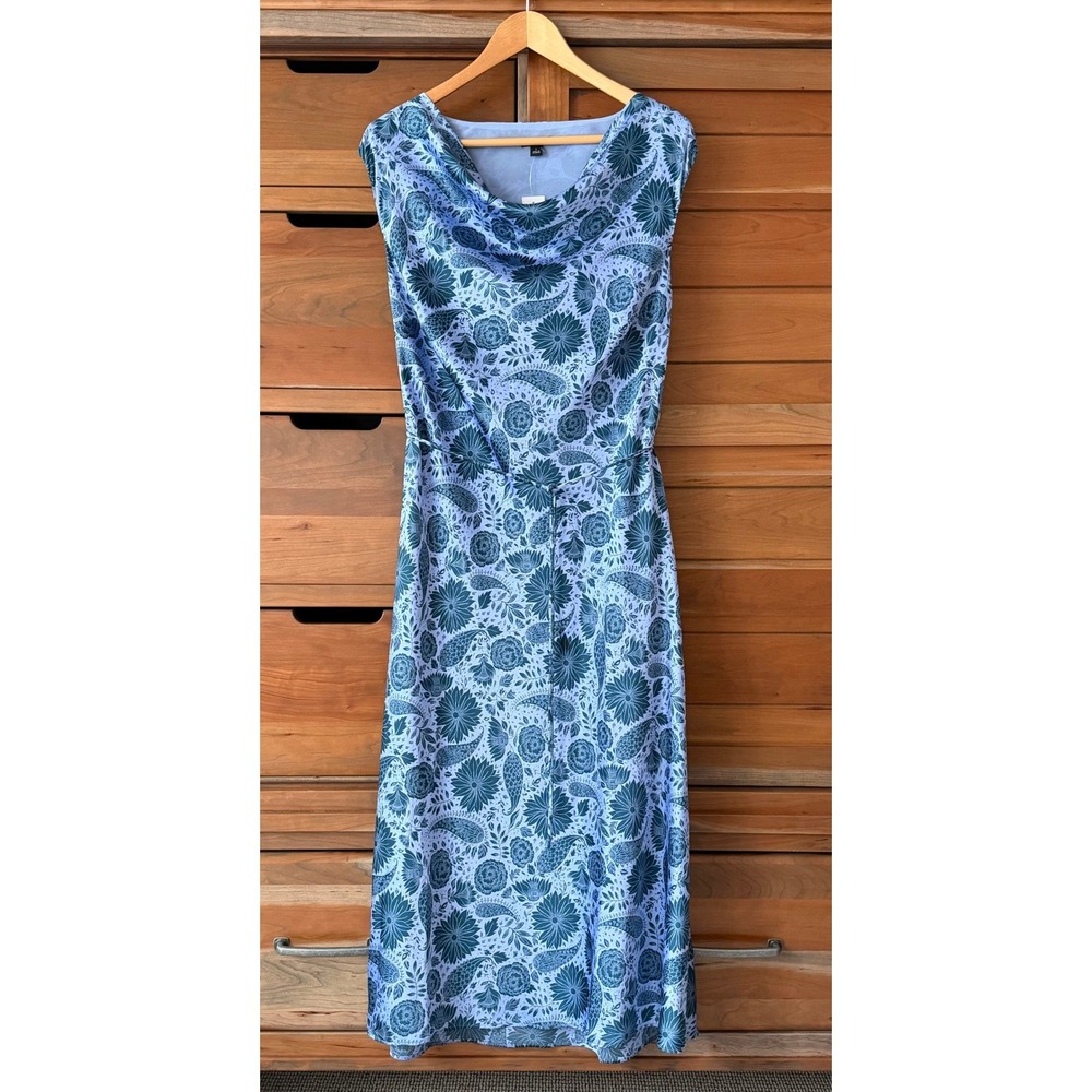 NWT Ann Taylor Size 6 Botanical Paisley Cowl Neck Midi Dress Blue Party Wedding - Picture 2 of 5